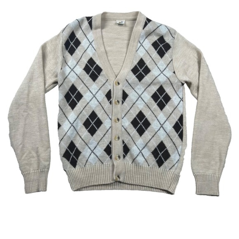 Vintage Cardigan Sweater Mens M Wool Blend Scandinavian Cobain Grandpa Denmark